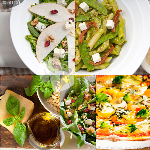 Image of healthy and tasty Italian food collage