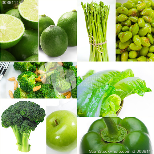 Image of green healthy food collage collection