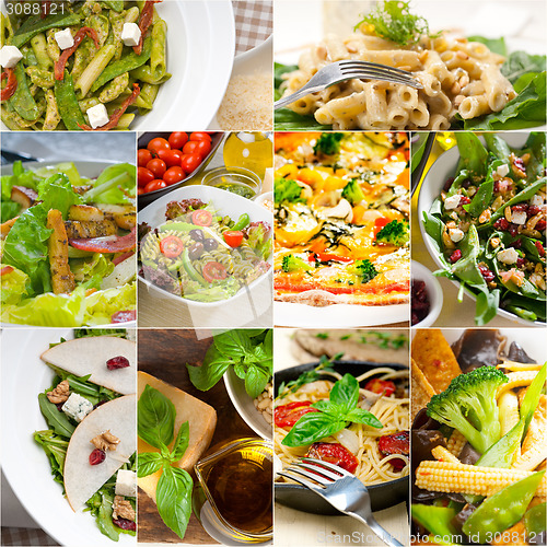 Image of healthy and tasty Italian food collage