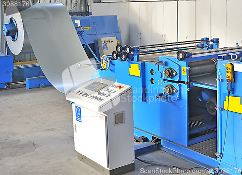 Image of industrial machine for cutting steel sheets