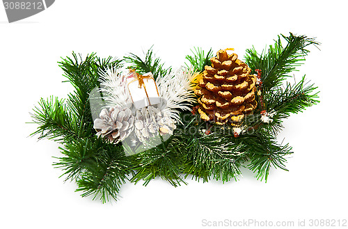 Image of Christmas time decoration isolated on white background