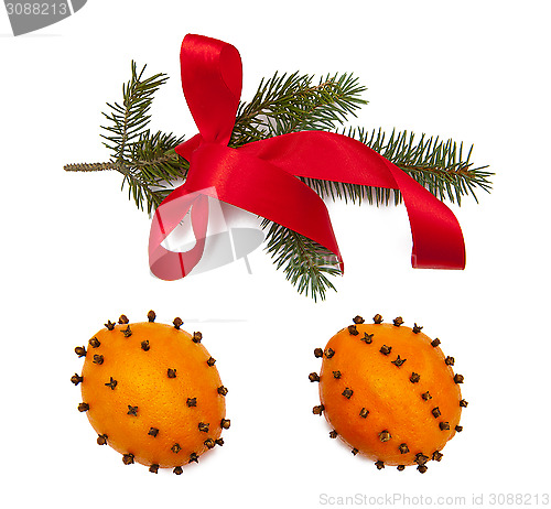 Image of Christmas time decoration isolated on the white background