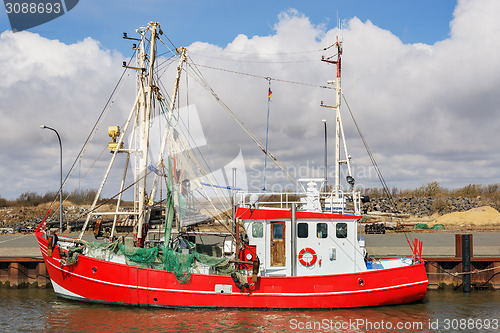 Image of red fishing boat