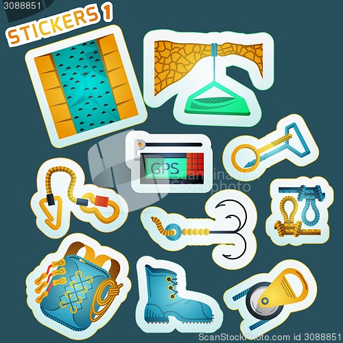 Image of Colored vector stickers for rock climbing