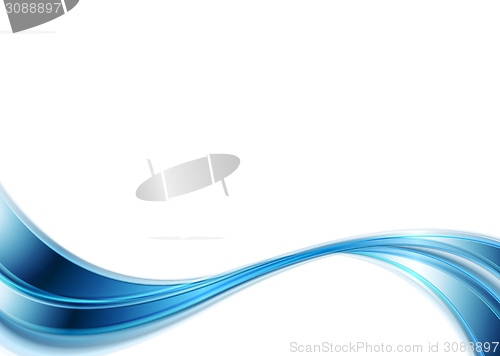 Image of Bright blue abstract wave on white background