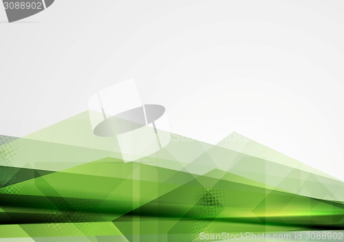 Image of Green grunge tech shapes abstract background