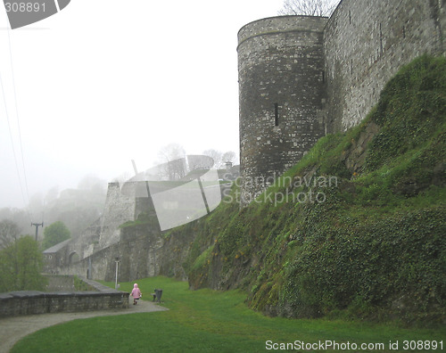 Image of The fortress of Namur, Belgium, in fog