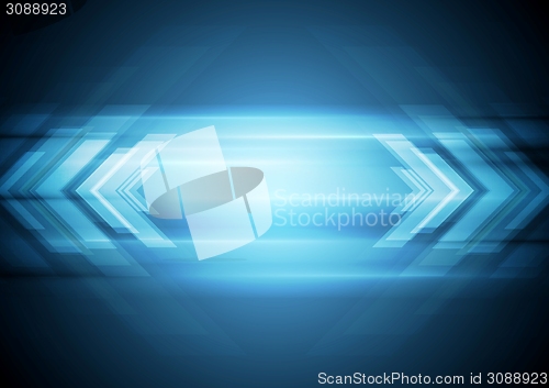 Image of Abstract blue technology background with arrows