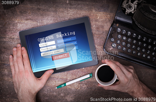 Image of Online banking on a tablet