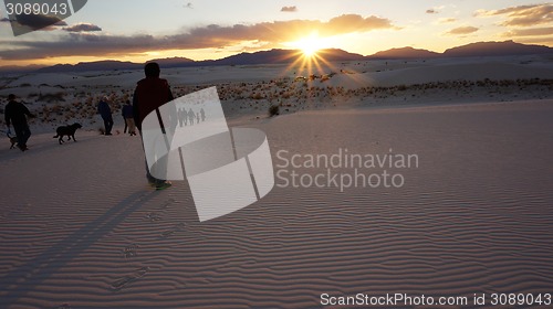 Image of The White Sands desert is located in Tularosa Basin New Mexico. 