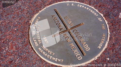 Image of Metal plate of Four Corners in USA