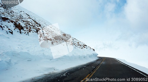 Image of Road to the Pikes Peak, Colorado in the winter