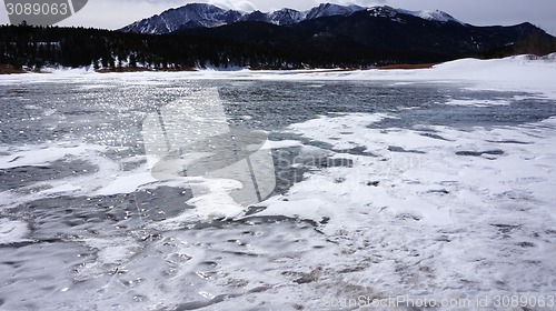 Image of Snow lake under the mountain