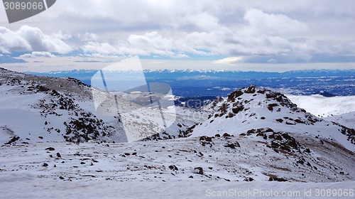 Image of Scenery view of Pikes Peak national park, Colorado in the winter