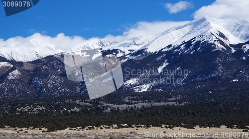 Image of High mountain covers by snow in the winter