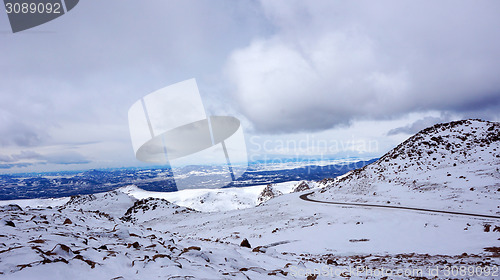 Image of Scenary view of Pikes Peak national park, Colorado in the winter