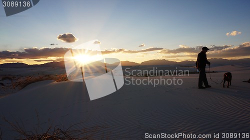 Image of The White Sands desert is located in Tularosa Basin New Mexico. 