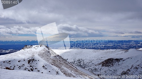 Image of Scenery view of Pikes Peak national park, Colorado in the winter