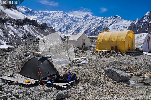 Image of Basecamp on glacier in Kyrgyzstan