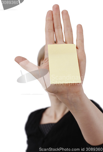 Image of Woman and post it