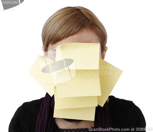 Image of Woman and post it