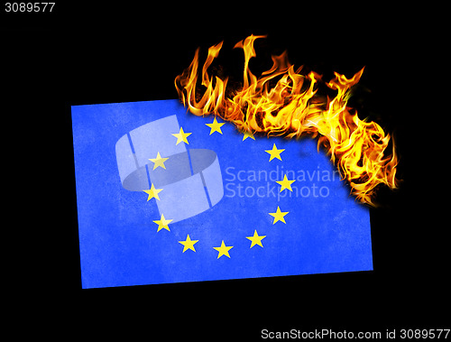 Image of Flag burning - European Union