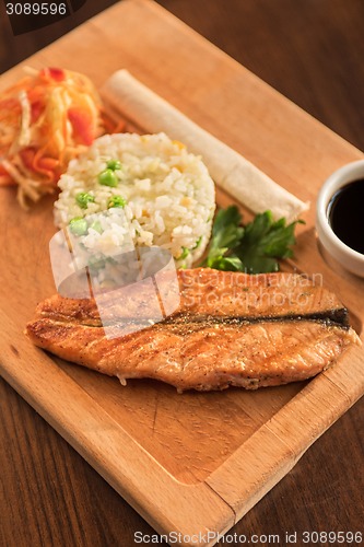 Image of Grilled salmon with rice