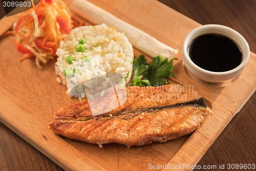 Image of Grilled salmon with rice