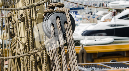 Image of Blocks and tackles of a sailing vessel