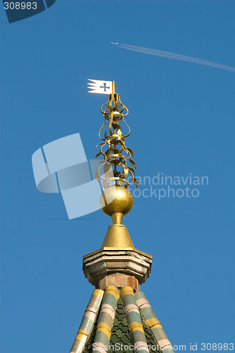 Image of Steeple  and airplane