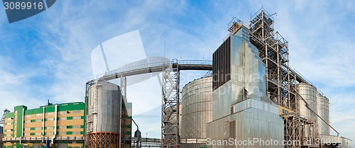 Image of Towers of grain drying enterprise at sunny day