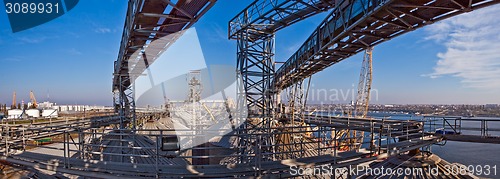 Image of Towers of grain drying enterprise at sunny day