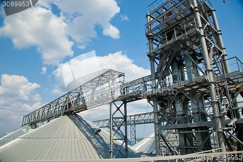 Image of Towers of grain drying enterprise at sunny day