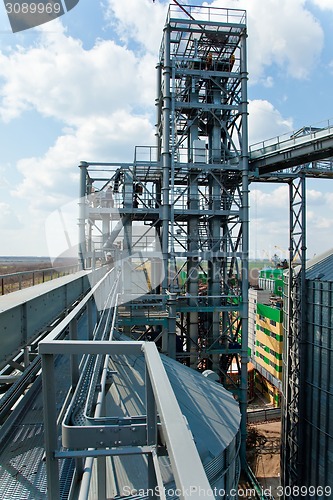 Image of Towers of grain drying enterprise at sunny day