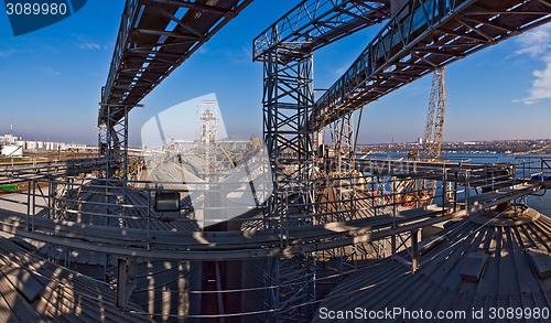 Image of Towers of grain drying enterprise at sunny day