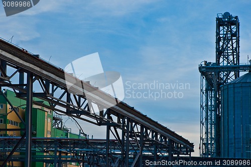 Image of Towers of grain drying enterprise at sunny day