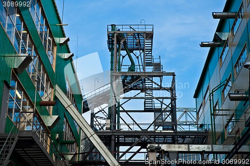 Image of Towers of grain drying enterprise at sunny day