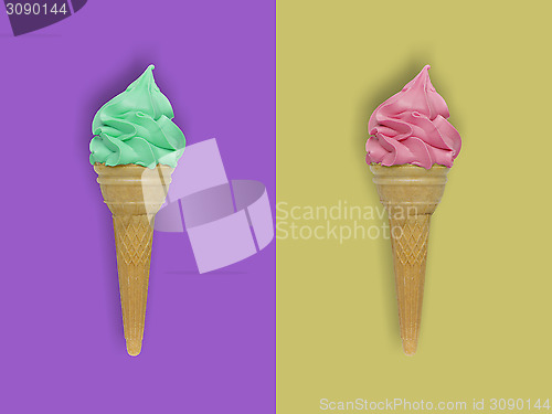 Image of ice cream on colorful background