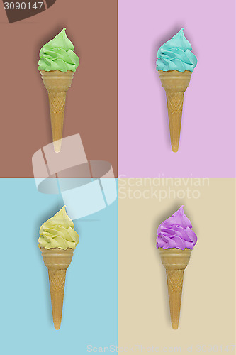 Image of ice cream on colorful background