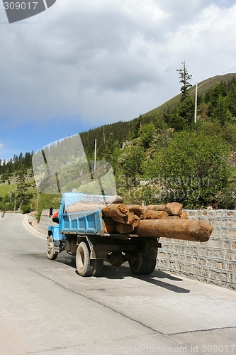 Image of Truck with logs in China