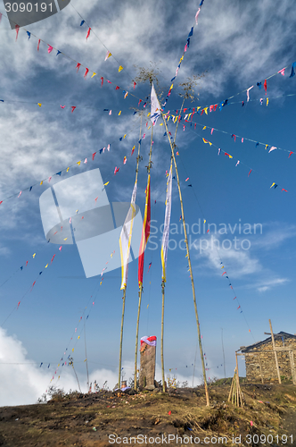 Image of Buddhist prayer flags in Nepal