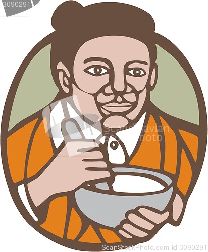 Image of Granny Cook Mixing Bowl Linocut