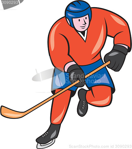 Image of Ice Hockey Player With Stick Cartoon