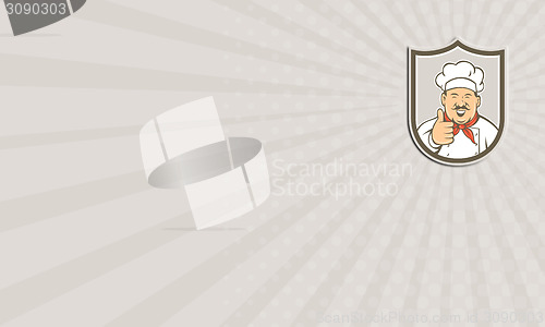 Image of Business card Chef Cook Happy Thumbs Up Shield Retro