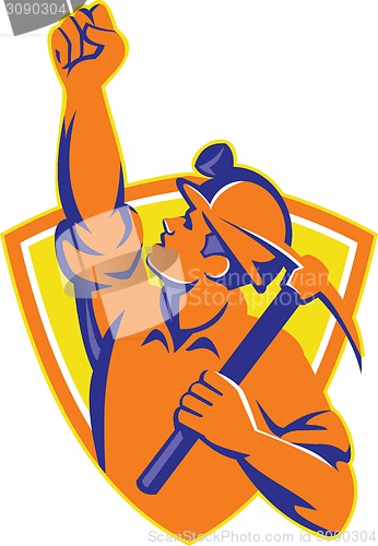 Image of Coal Miner With Pick Ax Pump Fist Retro