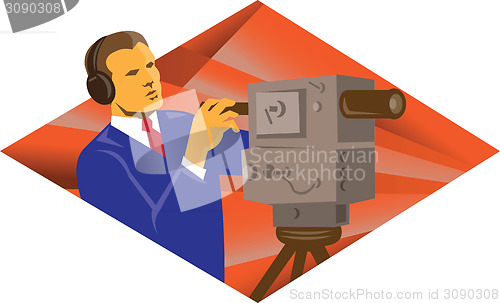 Image of Cameraman Operator With Vintage Video Camera