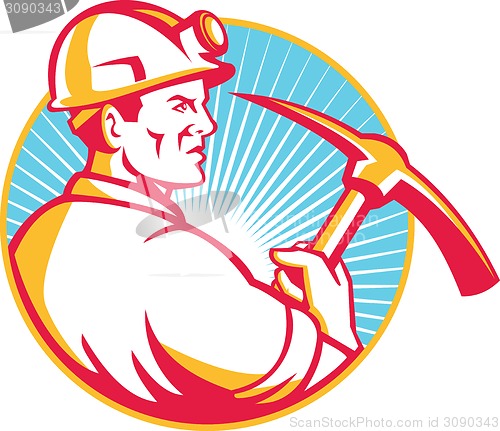 Image of Coal Miner With Pick Axe Side Retro