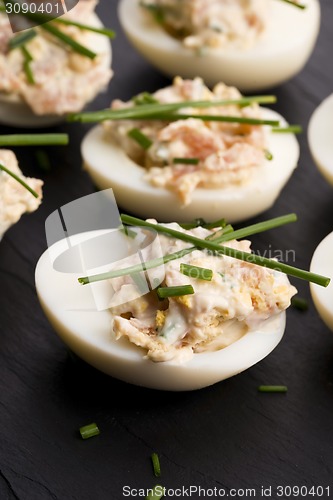 Image of stuffed eggs with salmon 