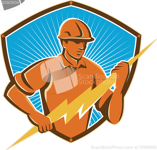 Image of Electrician Construction Worker Retro