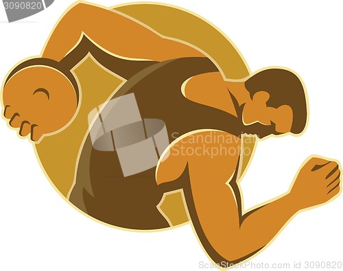 Image of Discus Thrower Throwing Side Retro